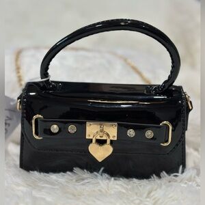 Black vinyl super cute mini purse